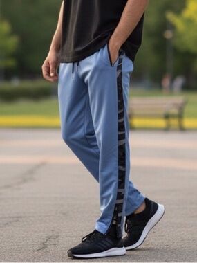 Aimpact Men’s Joggers Blue/Blk Camo Zip Leg Joggers Size-Small NWT